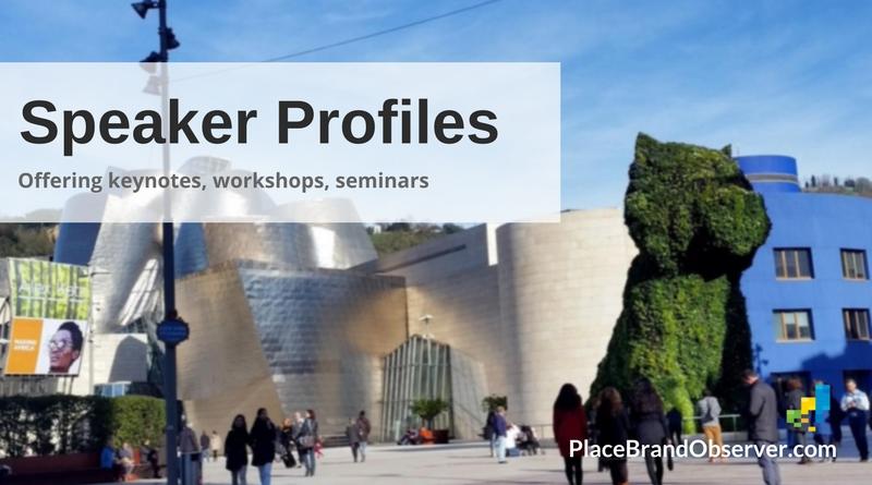 Speaker profiles of place brand experts offering keynotes, workshops, seminars